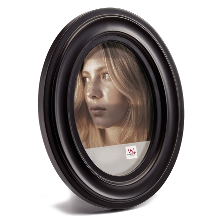 Oval fotoramme i sort - 15x20 cm